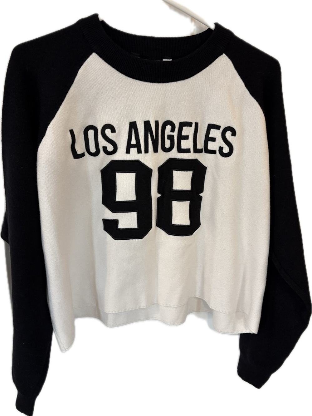 Justify Black & White Los Angeles 98 Raglan Sweater Y2K Style